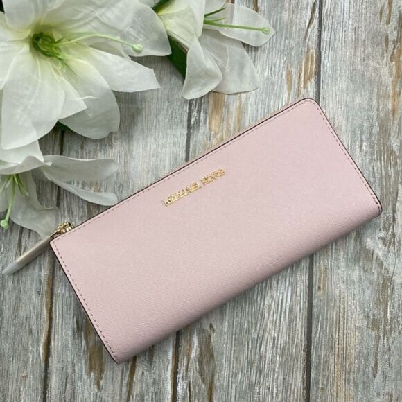 Michael Kors Jet Set Travel Large Saffiano Leather Quarter-Zip Wallet Bag Purse - Picture 1 of 12